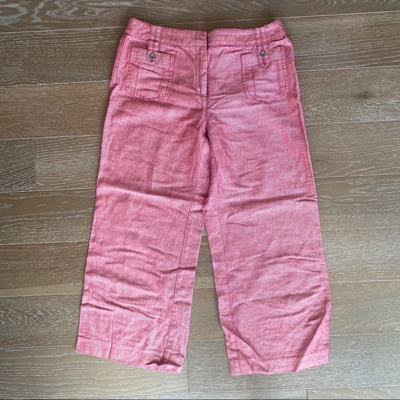 Express Linen & Cotton Summer Capri Pant | Red | 4 Small - Picture 1 of 5